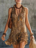Leopard Print Sleeveless Ruffle Hem Mini Dress test