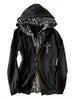 Gothic Cross Leopard Lined Zip-Up Hoodie test