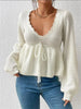 Scalloped V-Neck Drawstring Knit Top test