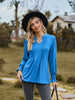 Notched Neck Flounce Sleeve Blouse test