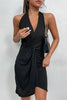 Perfee Asymmetrical Ribbed Ruched Halter Neck Dress test
