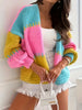 Color Block Drop Shoulder Cardigan