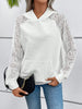 Lace Openwork Kangaroo Pocket Hoodie