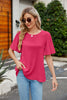 Pleated Flutter Sleeve Round Neck Blouse test