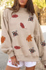 Sequin Turkey Leaf Graphic Exposed Seam Mock Neck Sweatshirt test