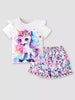Children's Unicorn Print Ruffle Sleeve Top and Shorts Set test