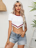 Contrast Round Neck Short Sleeve Cropped Knit Top test