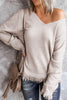 Exposed Seam Fringe Hem V-Neck Long Sleeve Sweater test