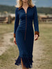 Full Size Fringe Hem Zip Front Midi Dress Plus Size test