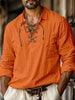 Men's Full Size Vintage Lace-Up Long Sleeve Blouse Plus Size test