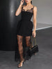 Lace Corset Mini Dress Set with Sheer Overlay test