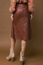 CHOOSE US LEATHER MIDI SKIRT