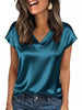Satin V-Neck Cap Sleeve Blouse test