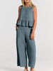 Full Size Ruffled Hem Sleeveless Top and Wide-Leg Pants Set Plus Size test
