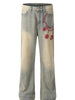 Men's Vintage Washed Jeans with Embroidery test
