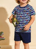 Children's Vehicle Print Striped Tee & Shorts Set test