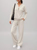 Button Detail Dropped Shoulder Top and Pants Set test