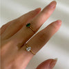 2-Piece 18K Gold-Plated Inlaid Zircon Open Ring test