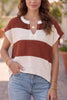 Striped Colorblock Knit Short Sleeve Loose Sweater test