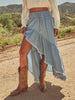 High-Low Frayed Hem Denim Skirt test