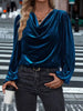 Full Size Velvet Cowl Neck Blouse Plus Size test