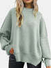 Round Neck Drop Shoulder Slit Sweater test