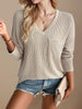 Pocketed Textured V-Neck Long Sleeve T-Shirt test