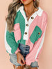 Color Block Button Front Collared Neck Sweatshirt test