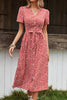 Perfee Ditsy Floral Button Front Tied Puff Sleeve Dress test
