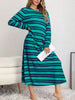 Plus Size Striped Round Neck Long Sleeve Tee Dress test
