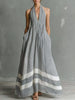 Full Size Striped Halter Neck Maxi Dress with Pockets Plus Size test