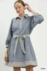 Umgee Striped Contrast Belted Puff Sleeve Mini Dress test