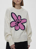 Flower Ribbed Hem Round Neck Sweater test