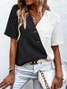 Decorative Button Surplice Short Sleeve Blouse test