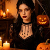 Gothic Lace Choker Necklace with Teardrop Dangle Charms test