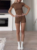 Mock Neck Crop Top and Drawstring Shorts Set test