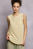 POL Ribbed Round Neck Tank with Lace Trim