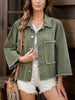 Raw Hem Button Up Denim Jacket test