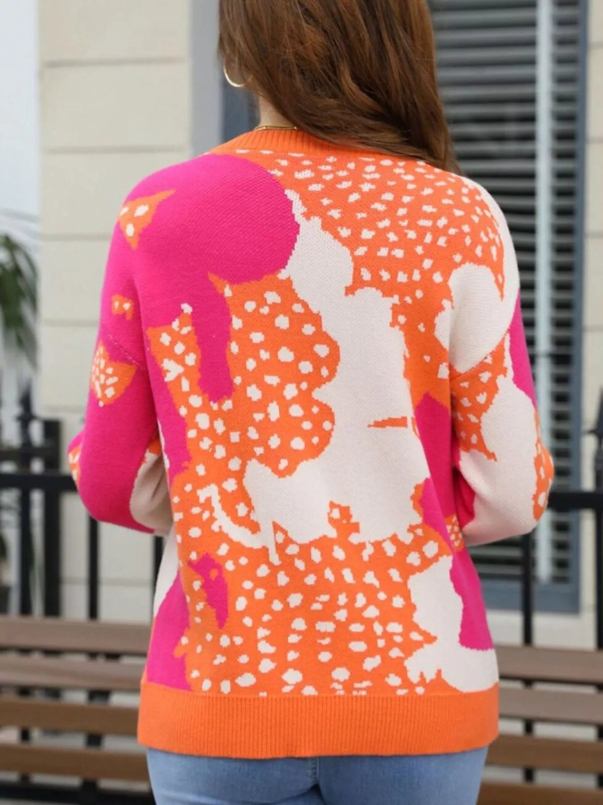 Abstract Pattern Round Neck Sweater - Shopimist