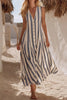 Striped V-Neck Sleeveless Midi Dress test
