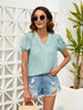 Swiss Dot Lace Detail V-Neck Blouse test