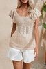 Full Size Openwork Flutter Sleeve Knit Top test
