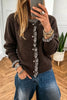 Plaid Ruffle Trim Patchwork Button Sweater Cardigan test