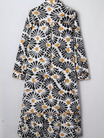 Women's long sleeve maxi dress with black and mustard abstract floral print, Shopimist fashion