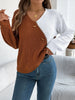 Two-Tone V-Neck Long Sleeve Sweater test