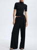 Mock Neck Short Sleeve Top and Pants Set test