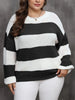 Plus Size Striped Round Neck Long Sleeve Sweater test