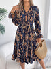 Floral Print Ruffle Hem Flounce Sleeve A-Line Dress