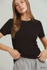 Umgee Brushed Rib Short Sleeve Top