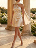 Satin One-Shoulder Mini Dress with Draped Detail test